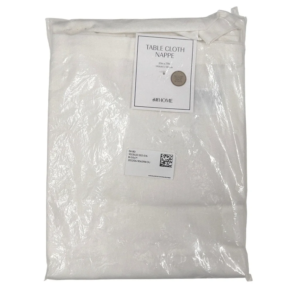 H&M Home White Recycled Cotton Tablecloth 50x78‎ Rectangular